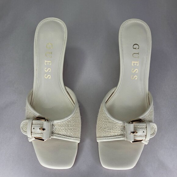 GUESS Women's Dista Buckle Slip-On Dress Kitten Heels Sandals - Picture 1 of 6